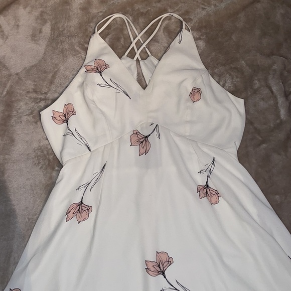 Mini Dress - White with Pink Flowers - Picture 2 of 6